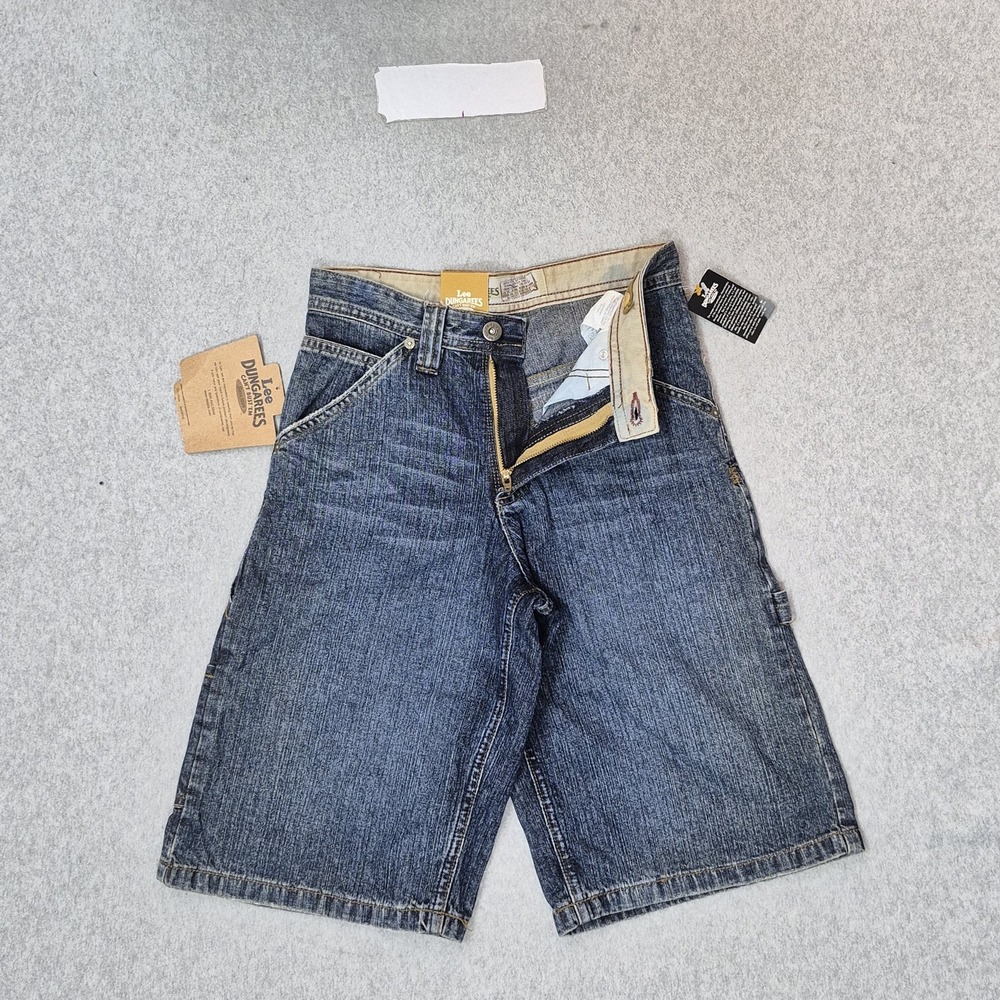 VINTAGE Lee Boys Shorts 12 SLIM Blue Denim Cargo Grunge Skater Dungarees Y2K NWT